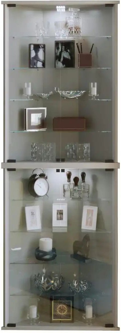 Eckvitrine Vecko ¦ silber ¦ Maße (cm): B: 67,5 H: 176 T: 23.0 Schränke > Vitrinen - Höffner