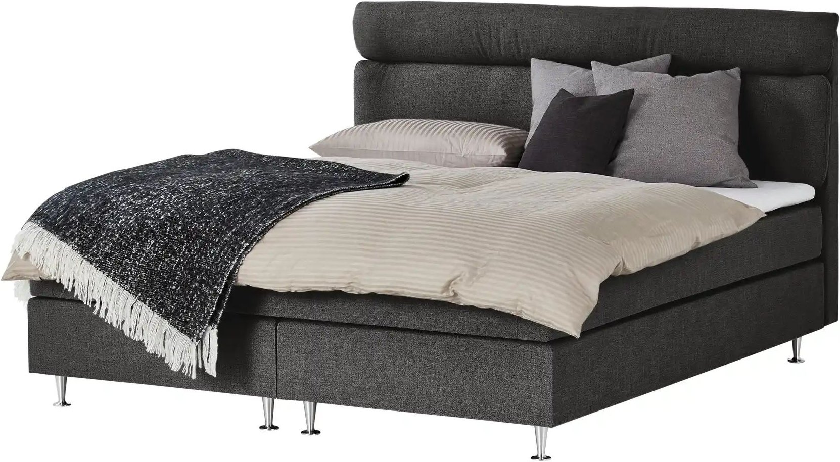 Boxspringbett Fero ¦ grau ¦ Maße (cm): B: 151 H: 105,5 Betten > Boxspringbetten - Höffner