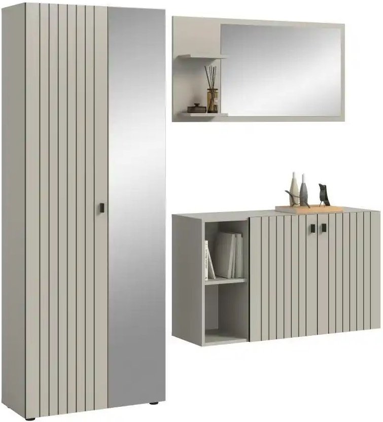 Garderobenkombination 3-teilig Station ¦ creme ¦ Maße (cm): B: 191 H: 192 Garderoben & Kleiderstangen > Garderobensyste...