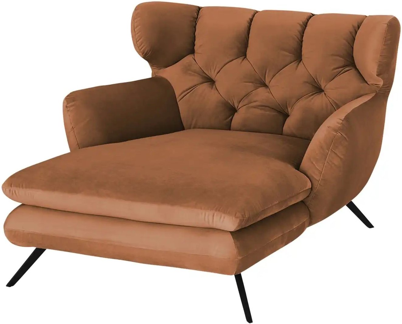 Jette Home Longseat-Sessel Samt Caldara ¦ braun ¦ Maße (cm): B: 126 H: 94 T: 160.0 Polstermöbel > Sessel > Ohrensessel -...