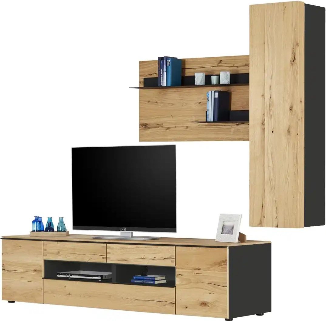 Wohnwand Light Line 6 ¦ holzfarben ¦ Maße (cm): B: 267 H: 195 T: 55.0 Kommoden & Sideboards > Wohnwände - Höffner