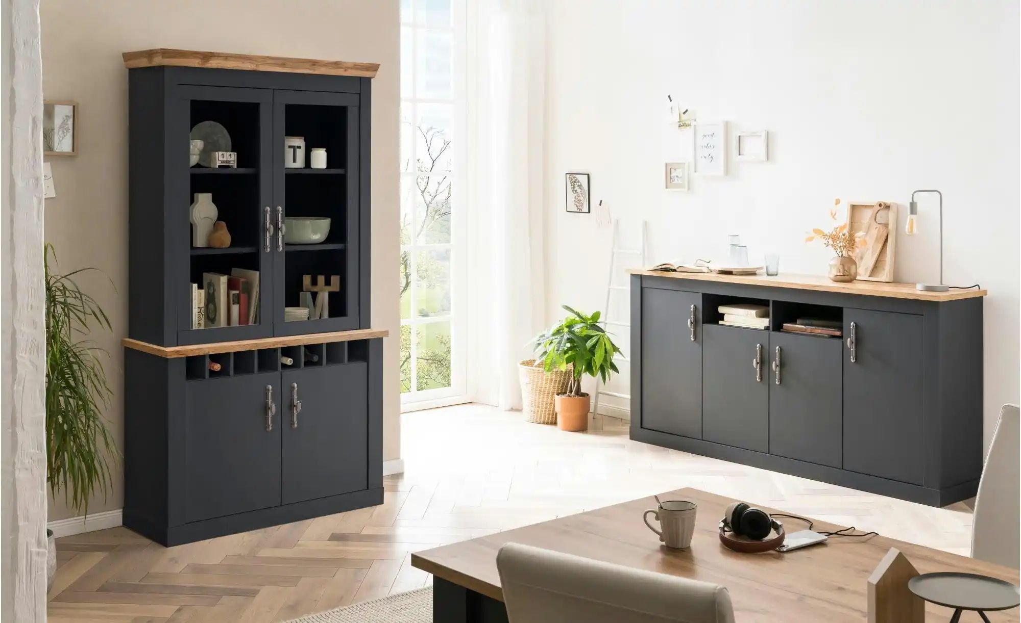 Thumbnail - Wohnkombination Calella ¦ grau ¦ Maße (cm): B: 204 H: 45 Kommoden & Sideboards > Wohnwände - Höffner