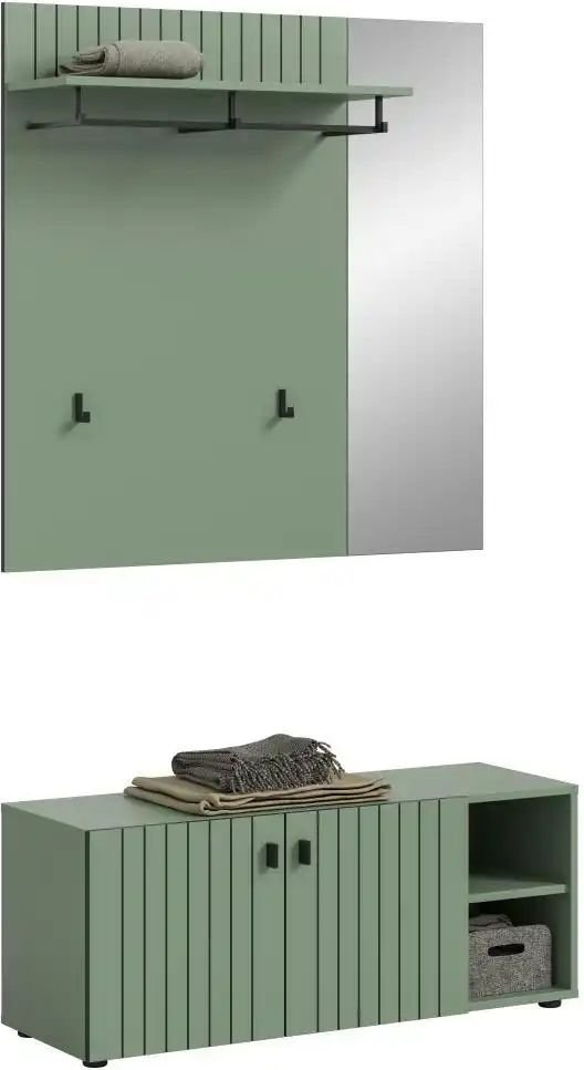 Garderobenkombination 2-teilig Station ¦ grün ¦ Maße (cm): B: 106 H: 192 Garderoben & Kleiderstangen > Garderobensystem...