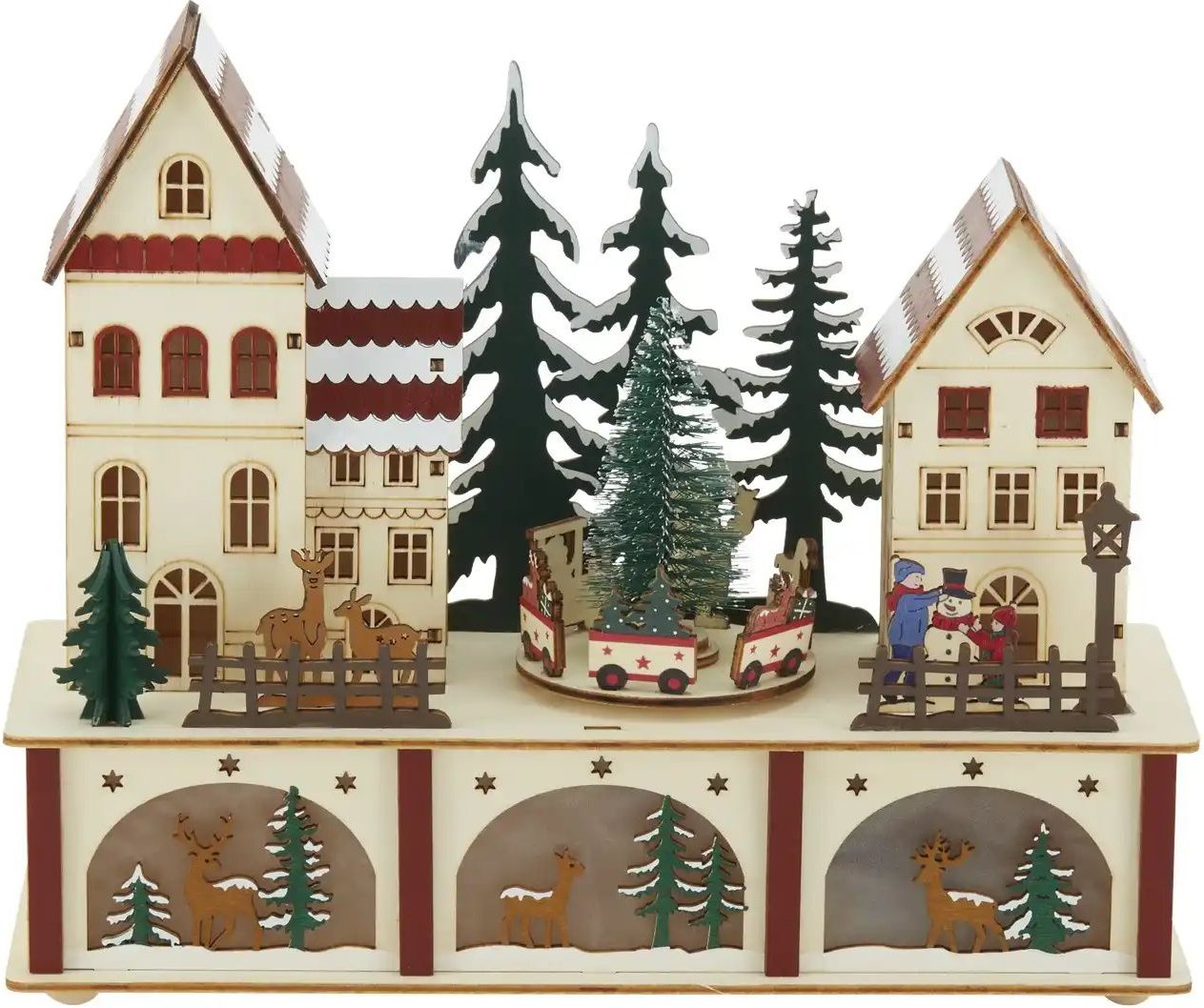 LED Holzstadt   ¦ holzfarben ¦ Holzwerkstoff,Kunststoff ¦ Maße (cm): B: 27 H: 22 Weihnachten - Höffner