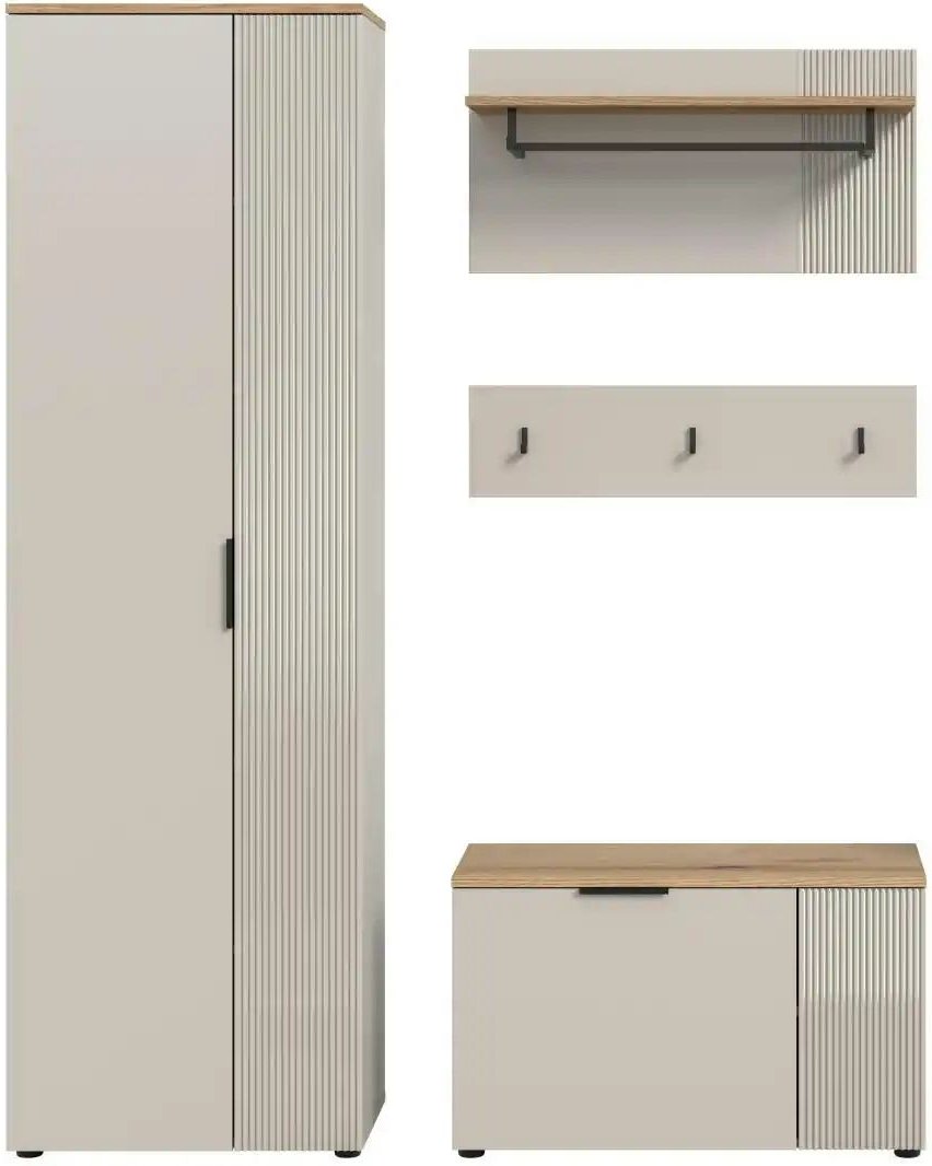 Garderobenkombination ¦ creme ¦ Maße (cm): B: 155 H: 190 Garderoben & Kleiderstangen > Garderobensysteme - Höffner