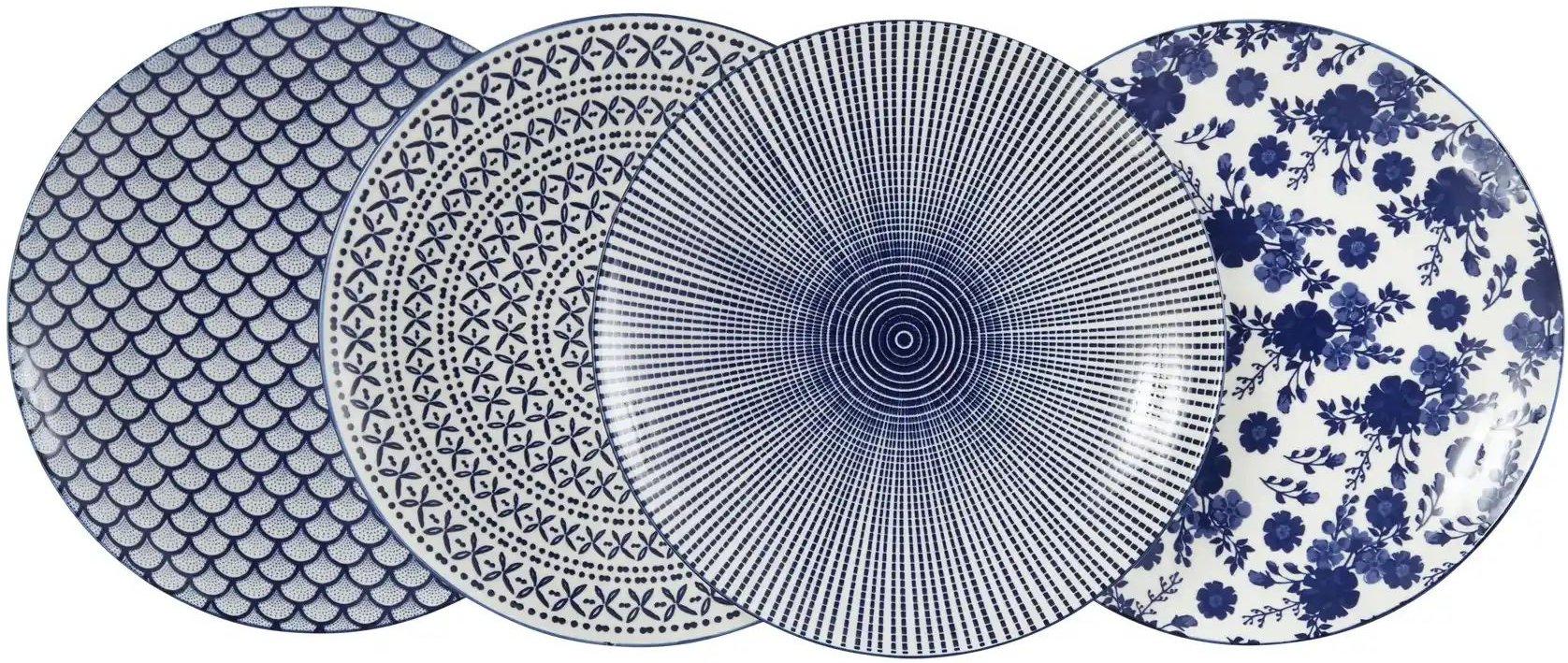 KHG Dessertteller 4er Set Vario ¦ blau ¦ Porzellan ¦ Maße (cm): H: 2,5 Ø: 22 Geschirr > Teller - Höffner