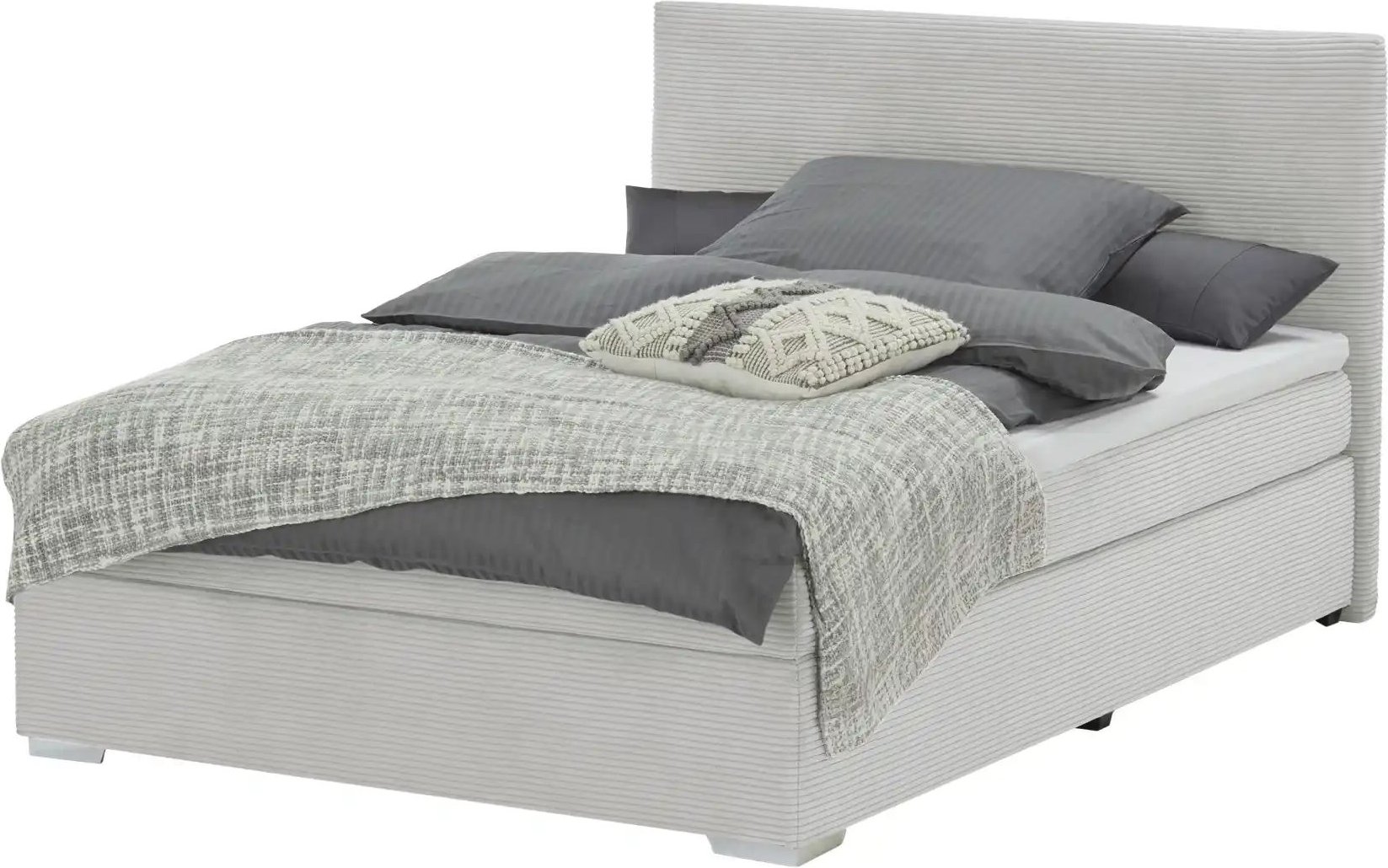 Boxbett Cord Härtegrad H3 140x200 cm Moseley ¦ grau ¦ Maße (cm): B: 147 H: 104 Betten > Polsterbetten - Höffner