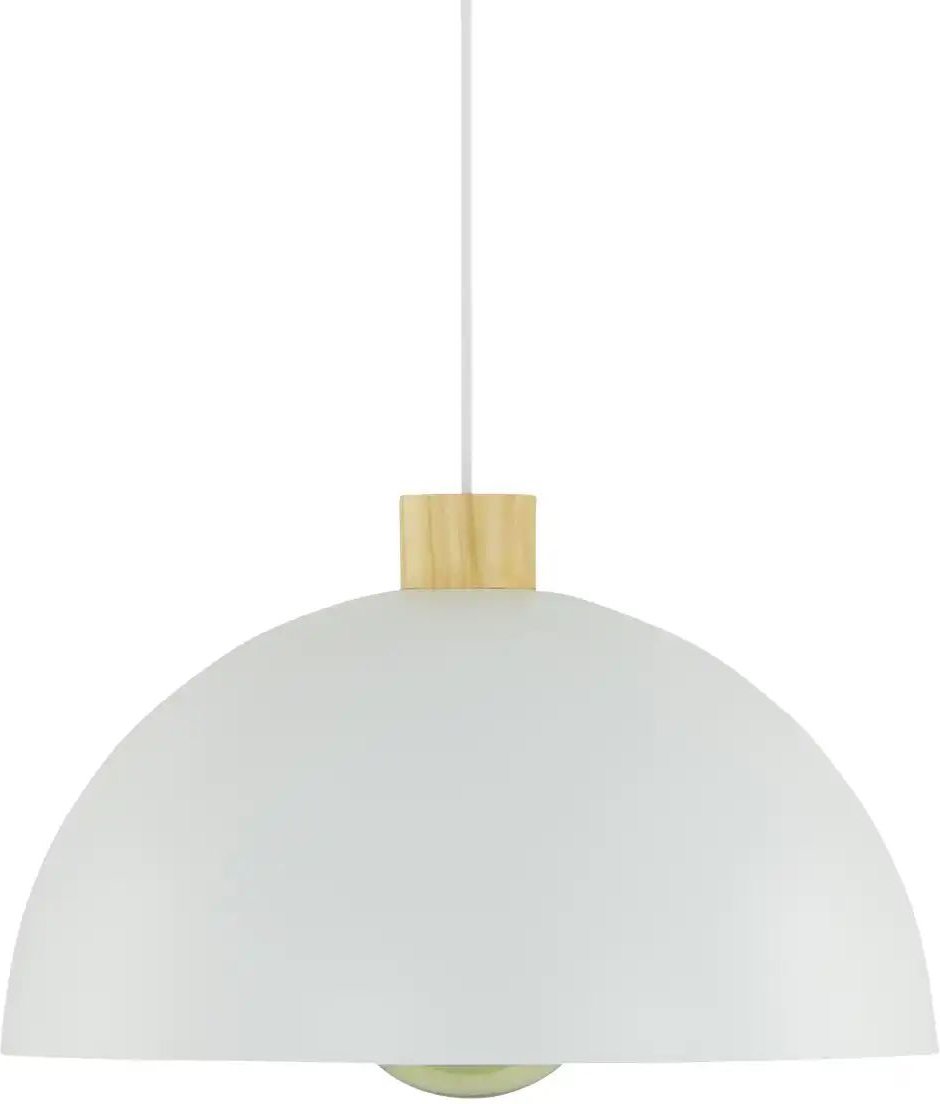 KHG Pendelleuchte 1-flammig weiß/ Holz ¦ weiß ¦ Maße (cm): H: 150 Ø: 40 Lampen & Leuchten > Pendelleuchten - Höffne...