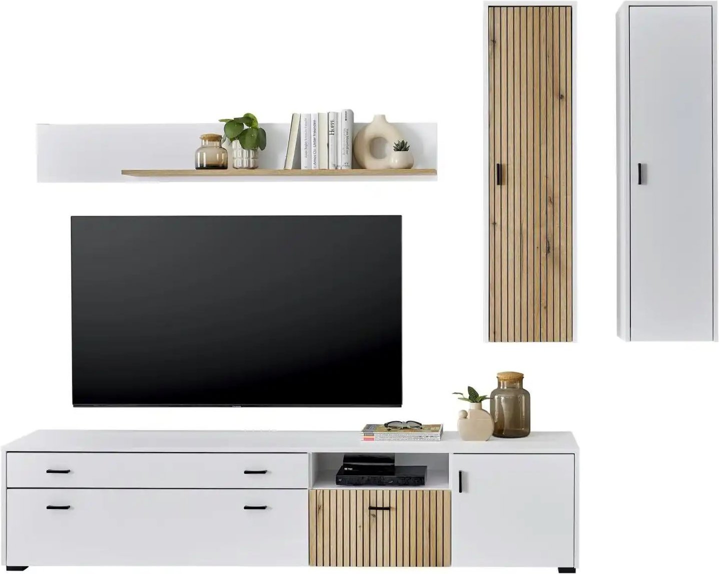 Wohnwand  Hortuna ¦ weiß ¦ Maße (cm): B: 243 H: 180 T: 42.0 Kommoden & Sideboards > Wohnwände - Höffner