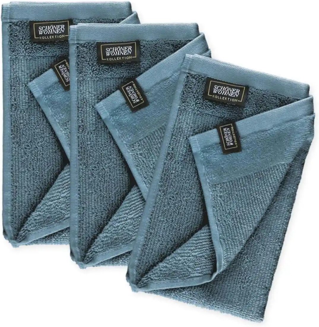 Thumbnail - SCHÖNER WOHNEN Kollektion Gästehandtuch 3er-Set ¦ blau ¦ Maße (cm): B: 30 H: 1,3 Badtextilien > Handtücher & Badetüche...
