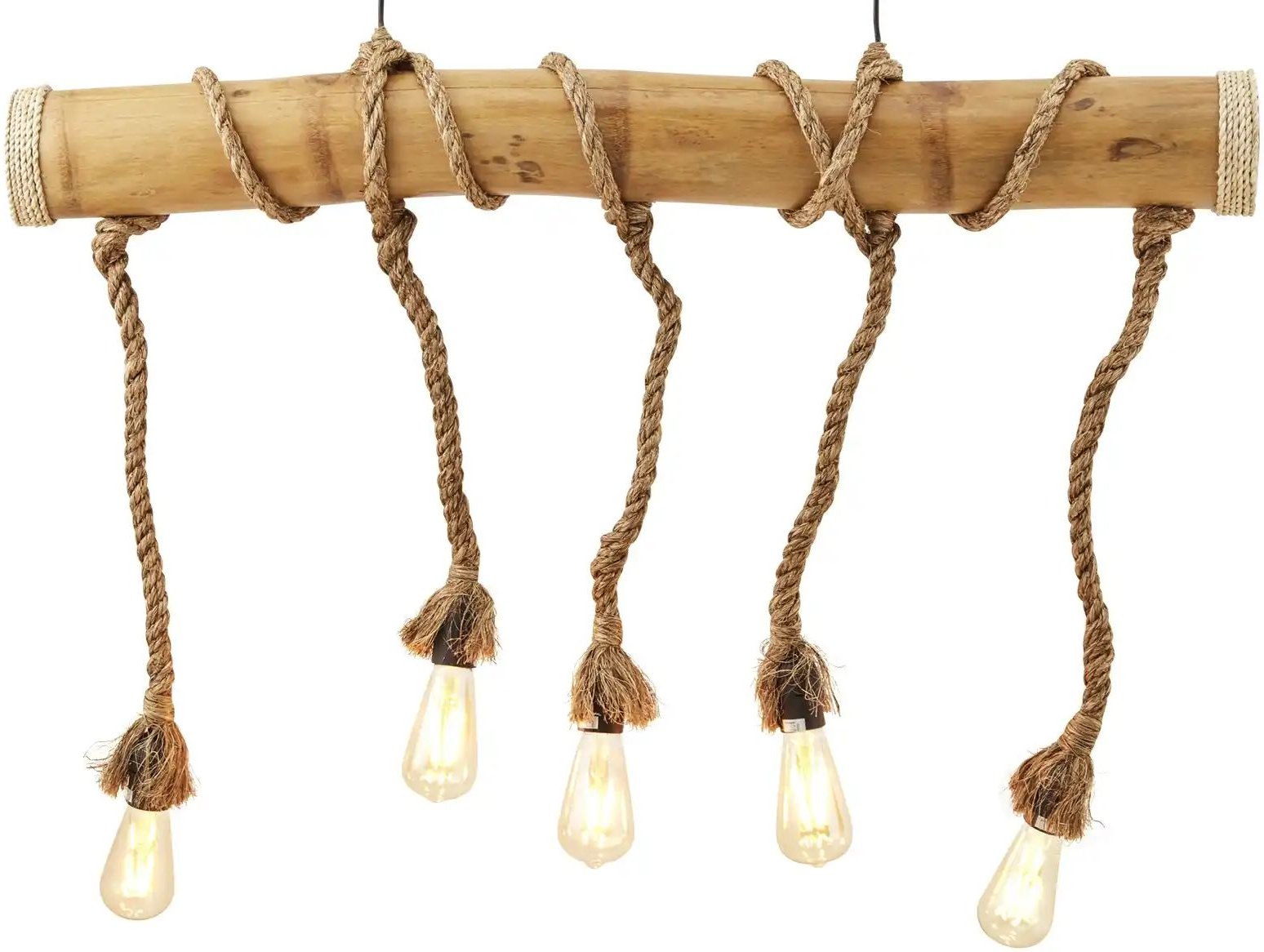 KHG Pendelleuchte 5-flammig Bambus ¦ holzfarben ¦ Maße (cm): B: 101 H: 150 T: 9.0 Lampen & Leuchten > Hängeleuchten ...