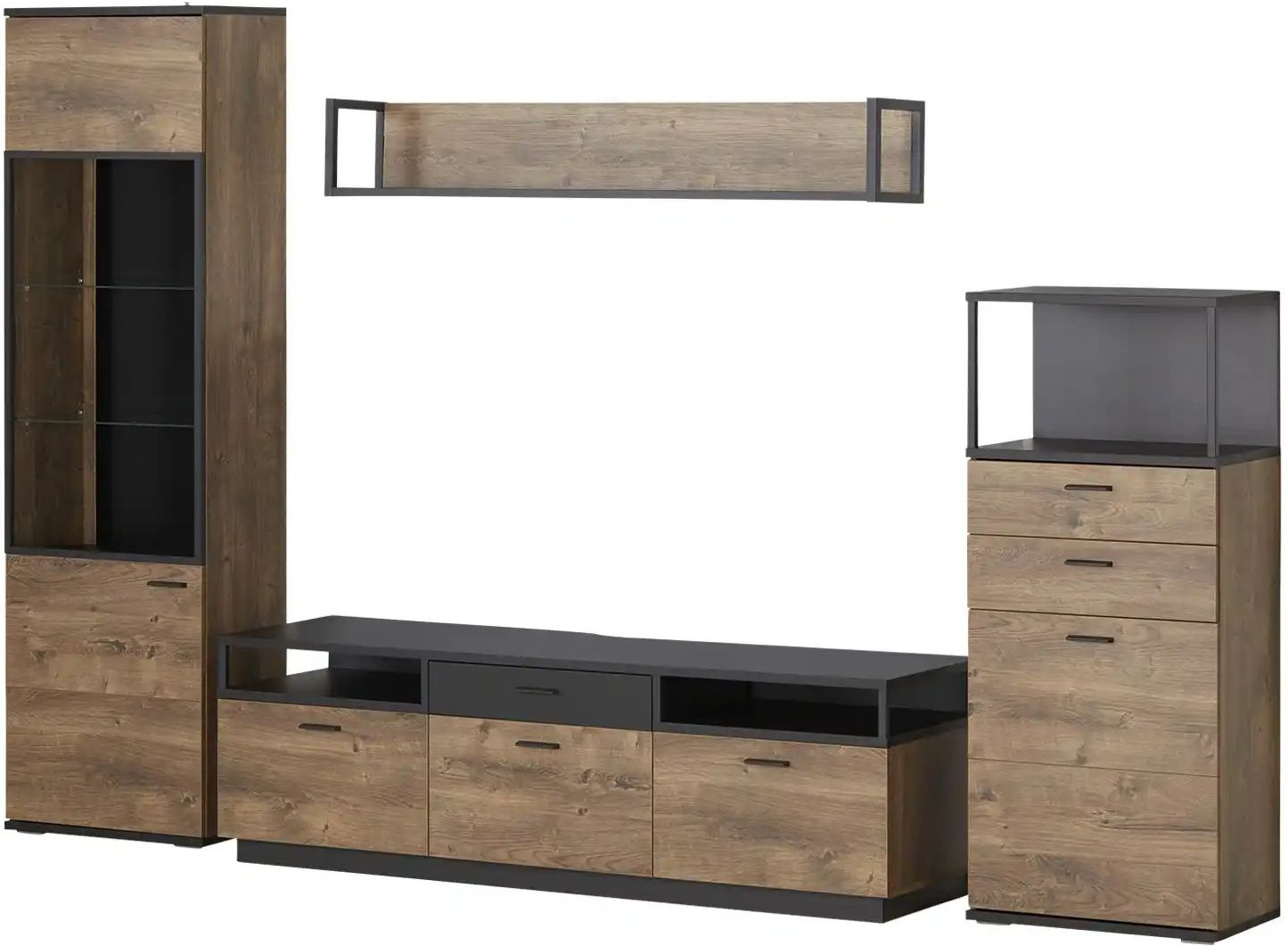 Thumbnail - uno Wohnkombination Bacoor ¦ holzfarben ¦ Maße (cm): B: 300 H: 207 T: 50.0 Kommoden & Sideboards > Wohnwände - Höffner