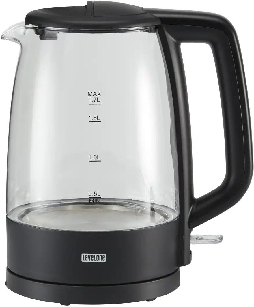 levelone Wasserkocher WK-1719GS ¦ schwarz ¦ Glas,Kunststoff,Metall ¦ Maße (cm): B: 21,5 H: 24,5 T: 15.0 Elektrokleinger...