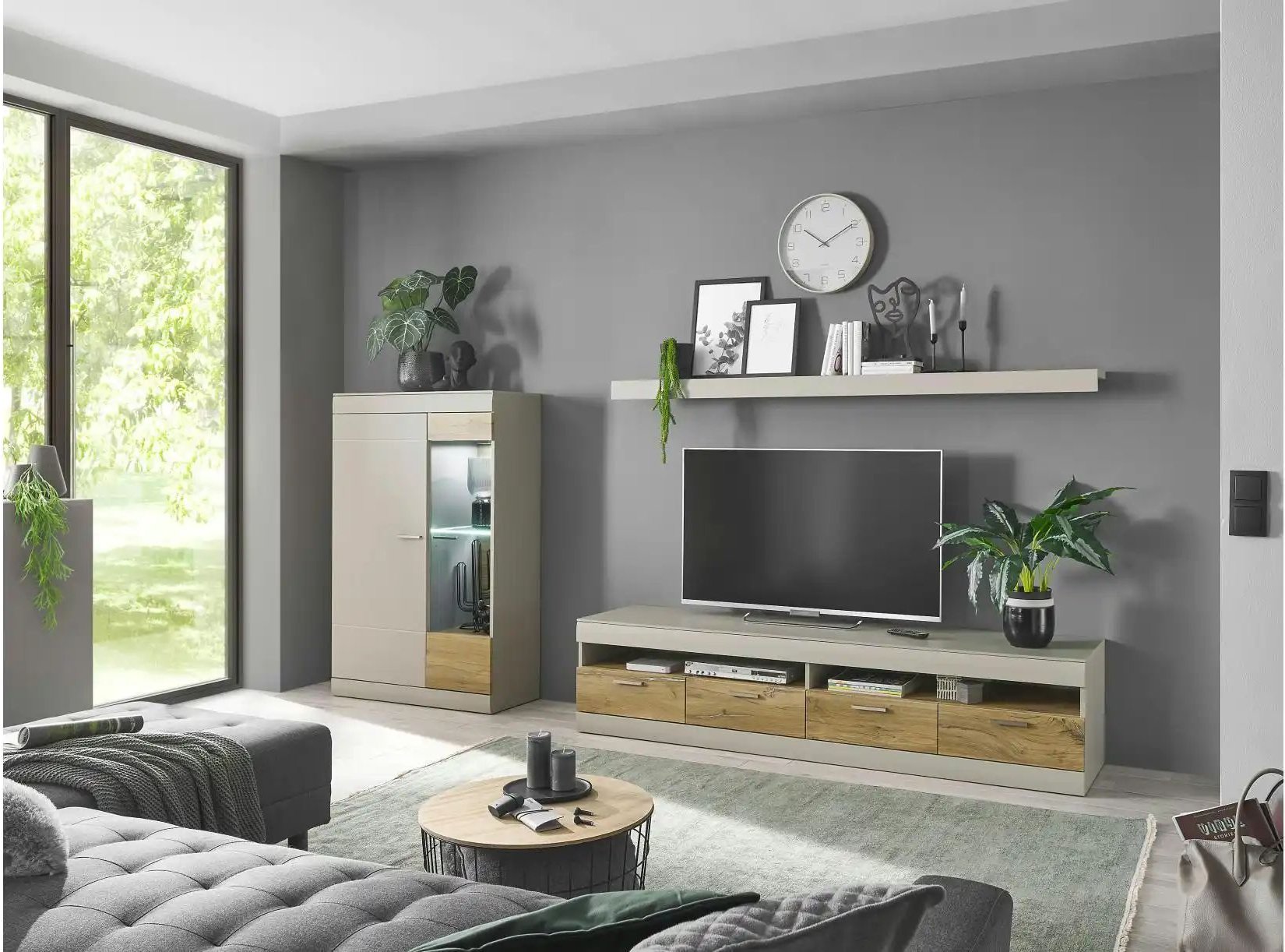 Wohnwand ¦ grau ¦ Maße (cm): B: 300 H: 170 T: 45.0 Kommoden & Sideboards > Wohnwände - Höffner