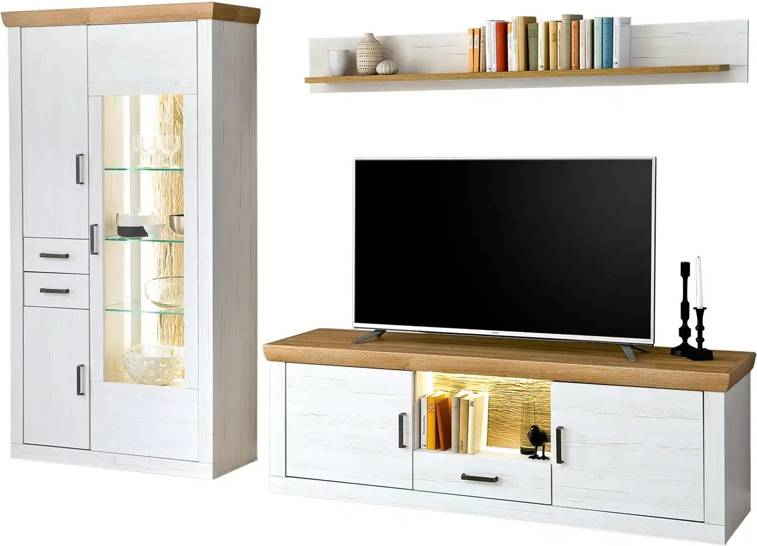 Thumbnail - maison bleue Wohnwand Zara ¦ weiß ¦ Maße (cm): B: 287 H: 205 T: 50.0 Kommoden & Sideboards > Wohnwände - Höffner