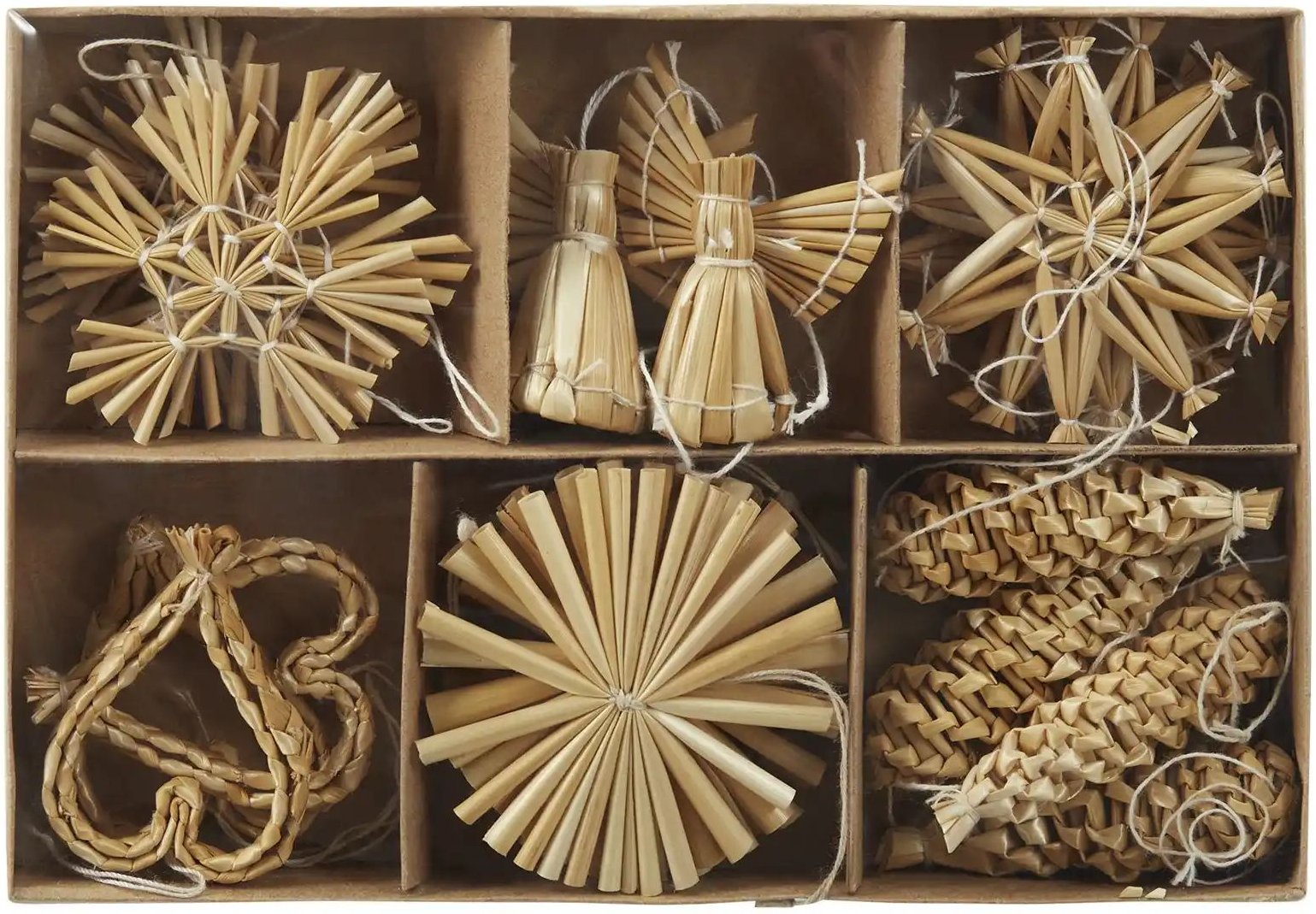 HOME STORY Strohanhänger  24er Set   ¦ braun ¦ Naturfaser Ø: 6 Weihnachten - Höffner