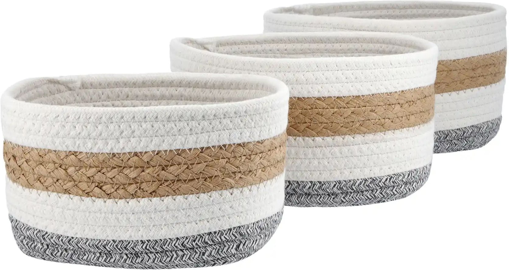 Aufbewahrungskörbe 3er-Set ¦ mehrfarbig ¦ Papier,Polyester,Baumwolle ¦ Maße (cm): B: 23 H: 13 T: 18.0 Aufbewahrung > ...