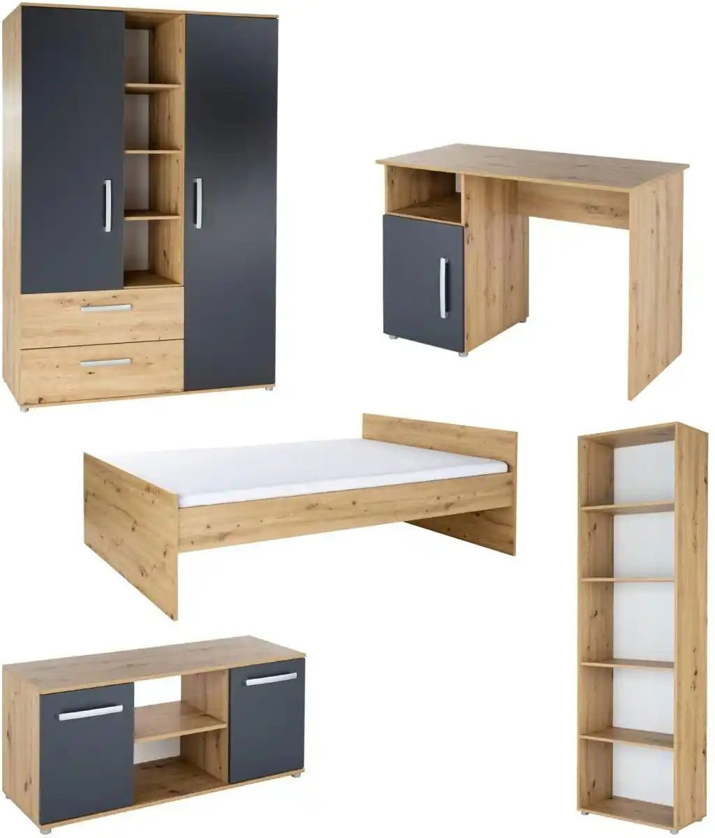 Jugendzimmer 5er-Set Alessio ¦ mehrfarbig ¦ Maße (cm): B: 621 H: 573 Jugendmöbel > Komplett-Kinder & Jugendzimmer - Höf...