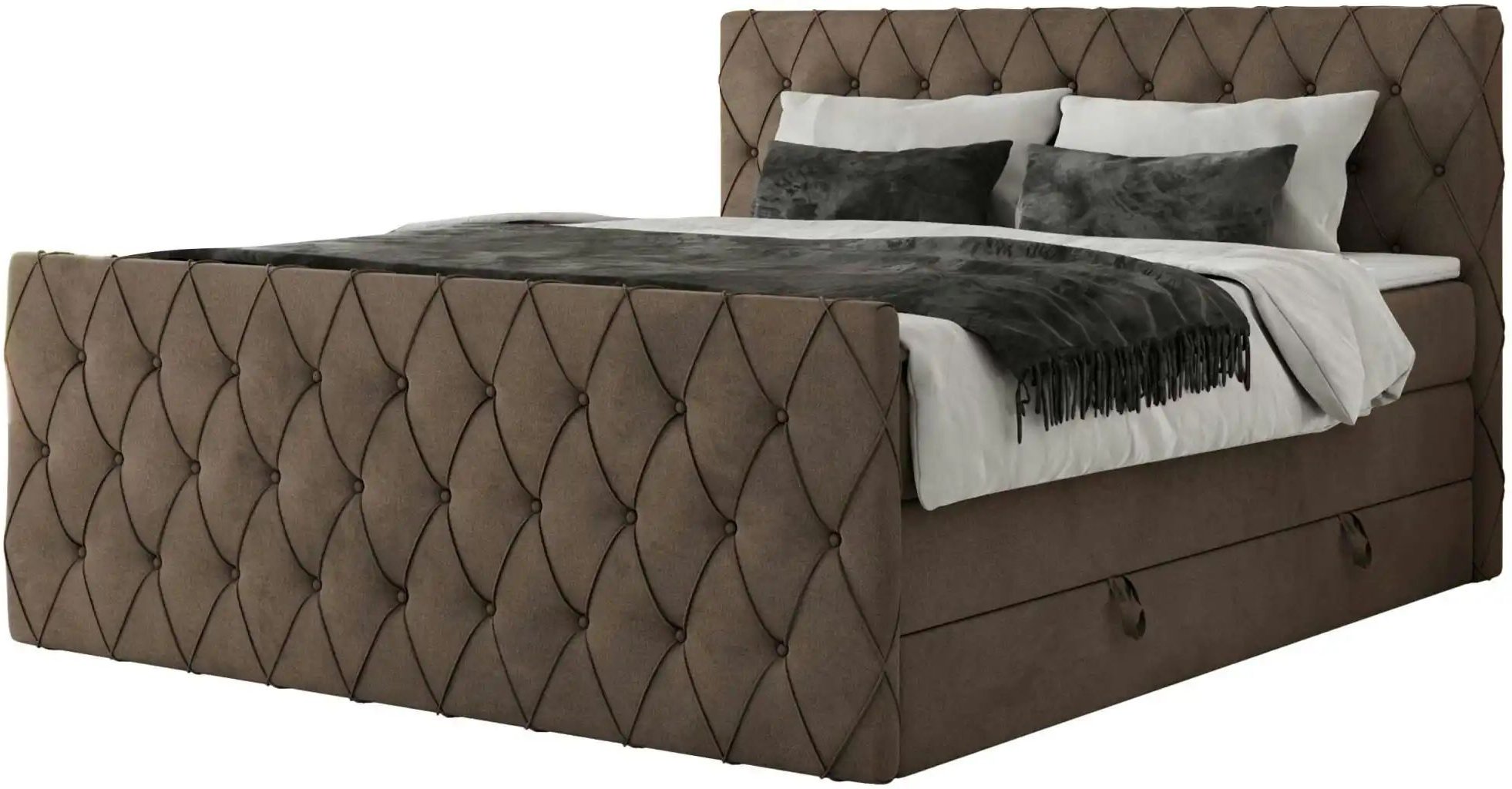 Thumbnail - Boxspringbett mit Bettkasten Miren King Duo ¦ braun ¦ Maße (cm): B: 201 H: 110 Betten > Boxspringbetten - Höffner