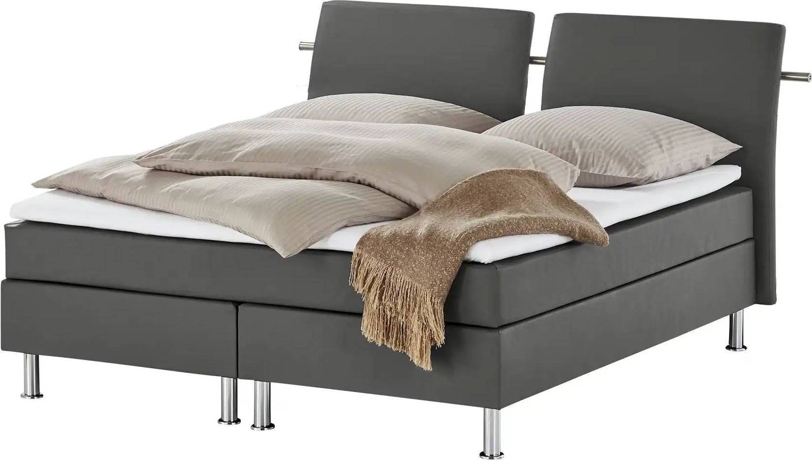 Boxspringbett Krom ¦ grau ¦ Maße (cm): B: 212 H: 122 Betten > Boxspringbetten - Höffner