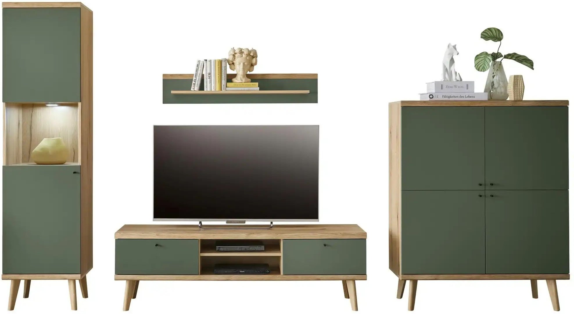 Wohnwand Aliano ¦ holzfarben ¦ Maße (cm): B: 337 H: 197 T: 40.0 Kommoden & Sideboards > Wohnwände - Höffner