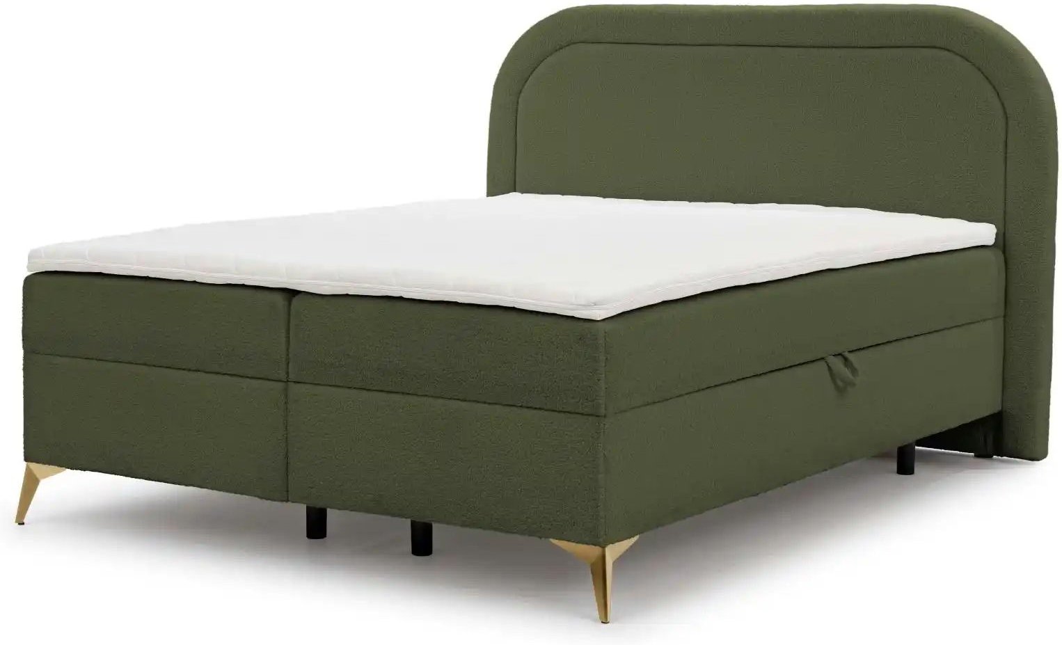 S-STYLE Boxbett mit Bettkasten Bouclé-Stoff Sonna ¦ grün ¦ Maße (cm): B: 160 H: 120 Betten > Boxspringbetten - Höffner