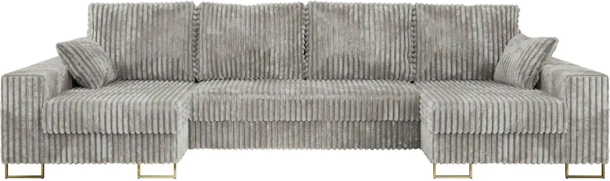 Wohnlandschaft mit Schlaffunktion Dorain ¦ silber ¦ Maße (cm): B: 312 H: 95 Polstermöbel > Sofas > Schlafsofas - Höffner