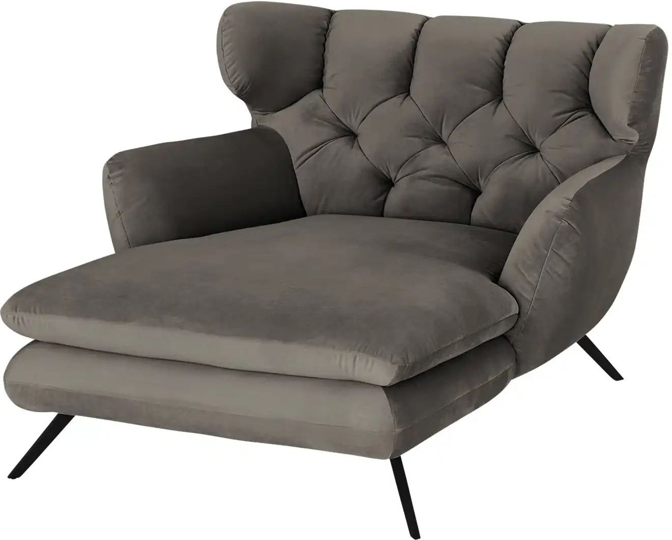 Jette Home Longseat-Sessel Samt Caldara ¦ grau ¦ Maße (cm): B: 126 H: 94 T: 160.0 Polstermöbel > Sessel > Ohrensessel - ...