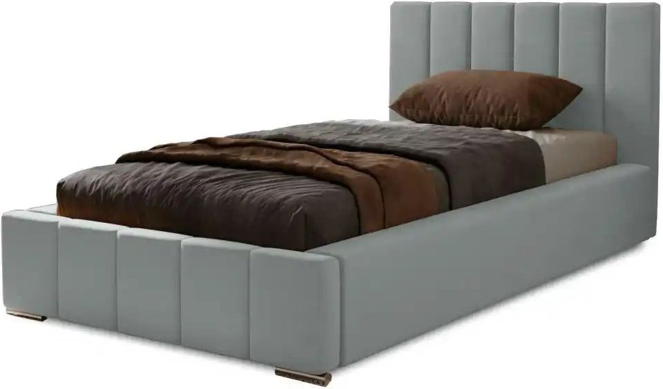 Polsterbett mit Stauraum mit Bettkasten und Lattenrost Nelia ¦ silber ¦ Maße (cm): B: 95 H: 100 Betten > Polsterbetten -...