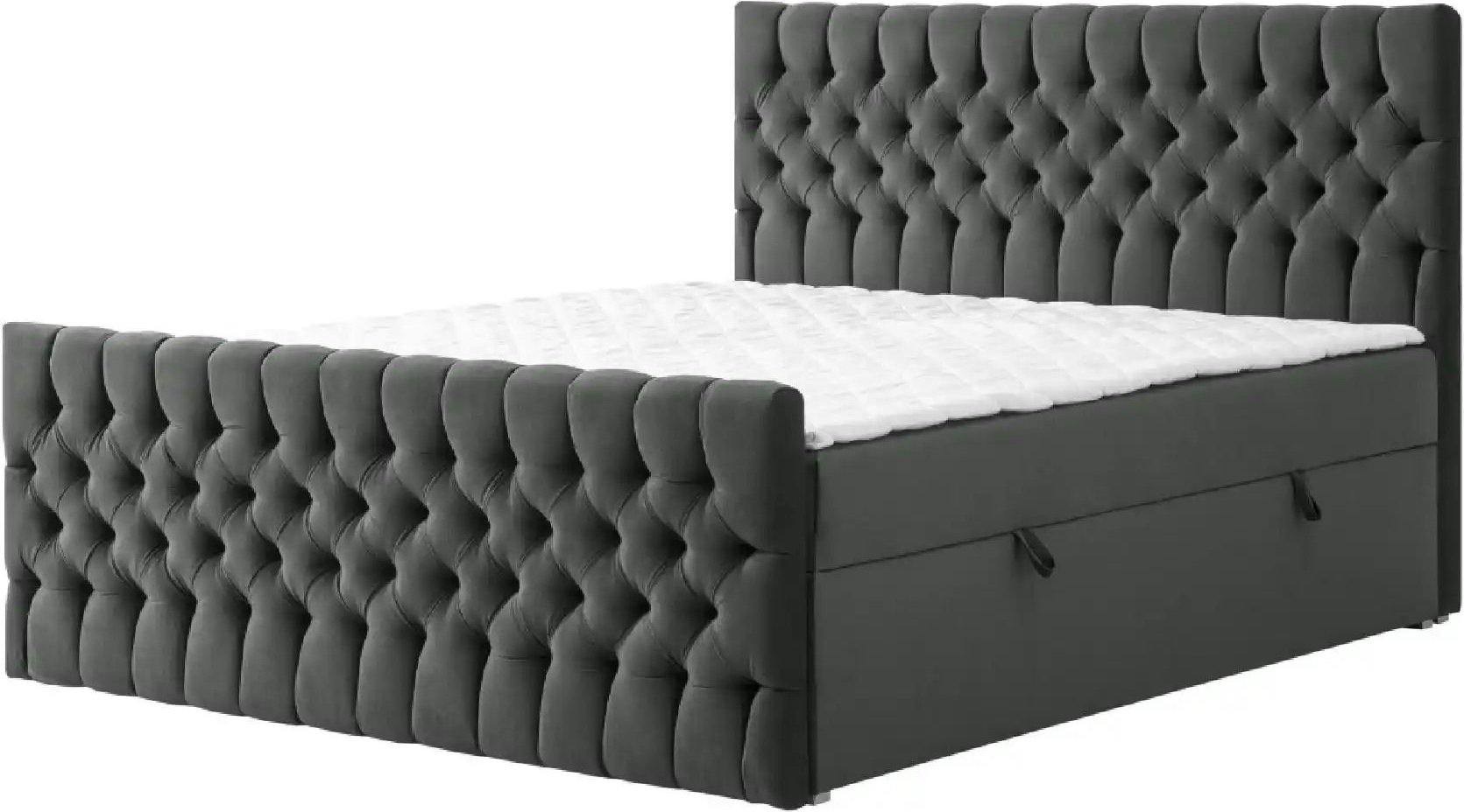 Boxbett mit Bettkasten und Fußteil Belek King ¦ grau ¦ Maße (cm): B: 180 H: 125 Betten > Komfortbetten - Höffner