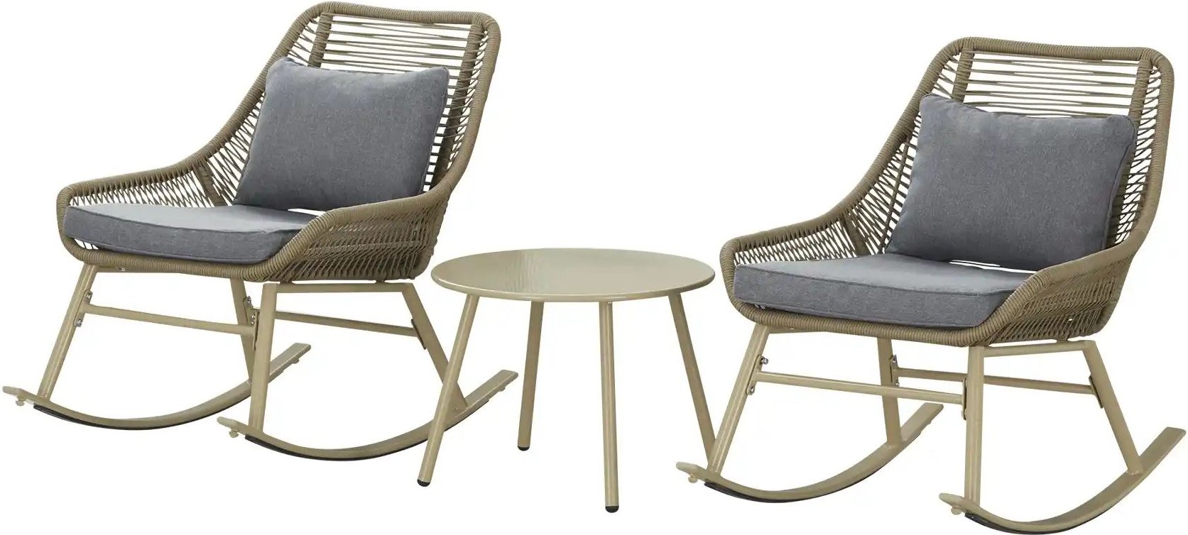 Balkonset 3-teilig mit Schaukelstühlen Saragossa Plus ¦ beige Garten > Gartenmöbel > Gartenmöbelsets - Höffner