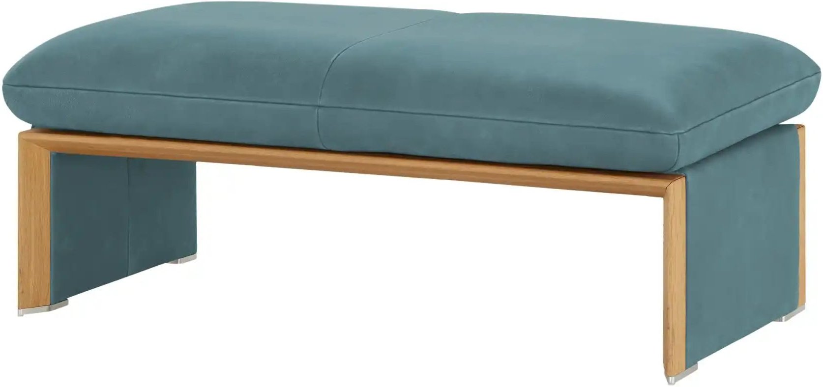 KOINOR Hockerbank mit Massivholzrahmen aus Wildeiche Humfrey ¦ türkis/petrol ¦ Maße (cm): B: 120 H: 43 T: 60.0 Polstermö...