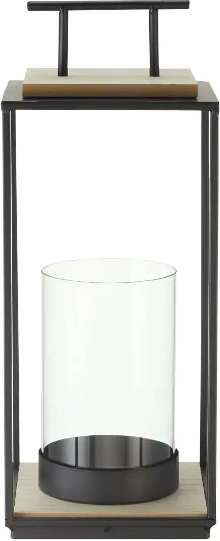 HOME STORY Laterne mit Glaseinsatz   ¦ schwarz ¦ Metall,Glas ¦ Maße (cm): B: 15 H: 37 Accessoires > Kerzen & Kerzenständ...