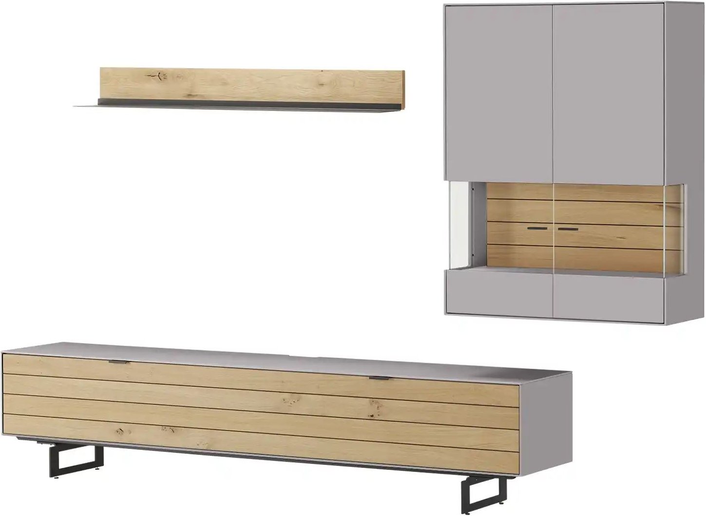 Jette Home Wohnkombination Como ¦ grau ¦ Maße (cm): B: 287 H: 200 T: 46.0 Kommoden & Sideboards > Wohnwände - Höffner