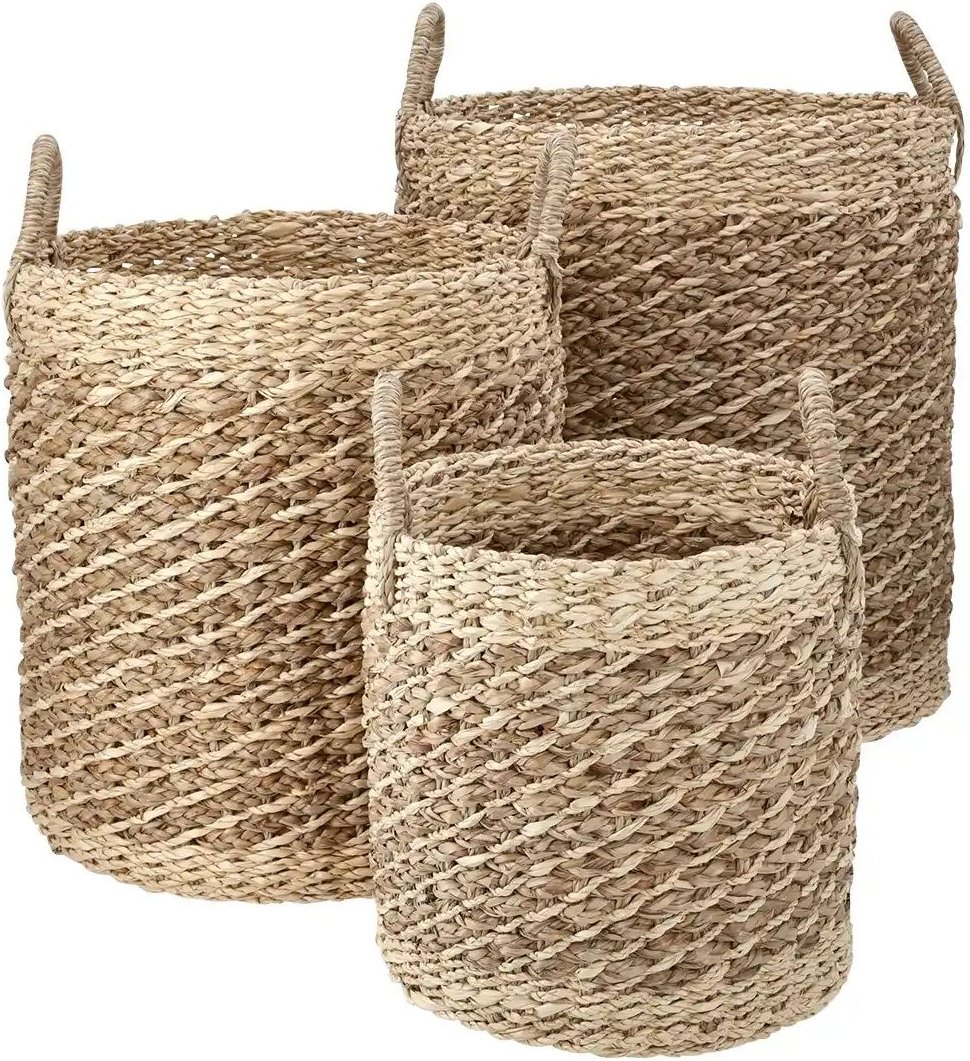 Aufbewahrungskorb 3er Set ¦ braun ¦ Seegras ¦ Maße (cm): H: 38 Ø: 36 Aufbewahrung > Körbe - Höffner