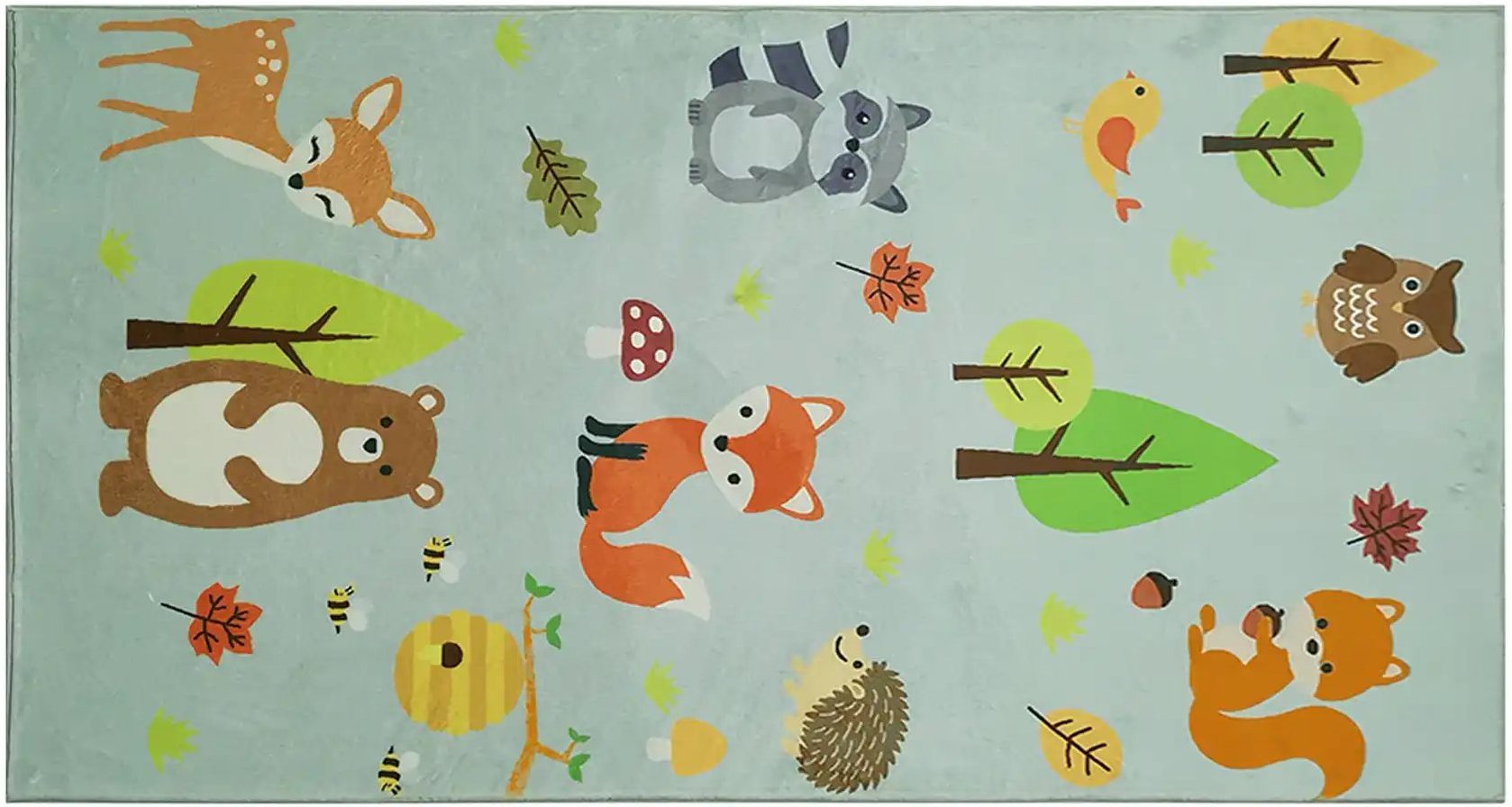KJUT Kurzflorteppich Waldtiere ¦ silber ¦ Synthetische Fasern ¦ Maße (cm): B: 80 Teppiche > Kinderteppiche - Höffner
