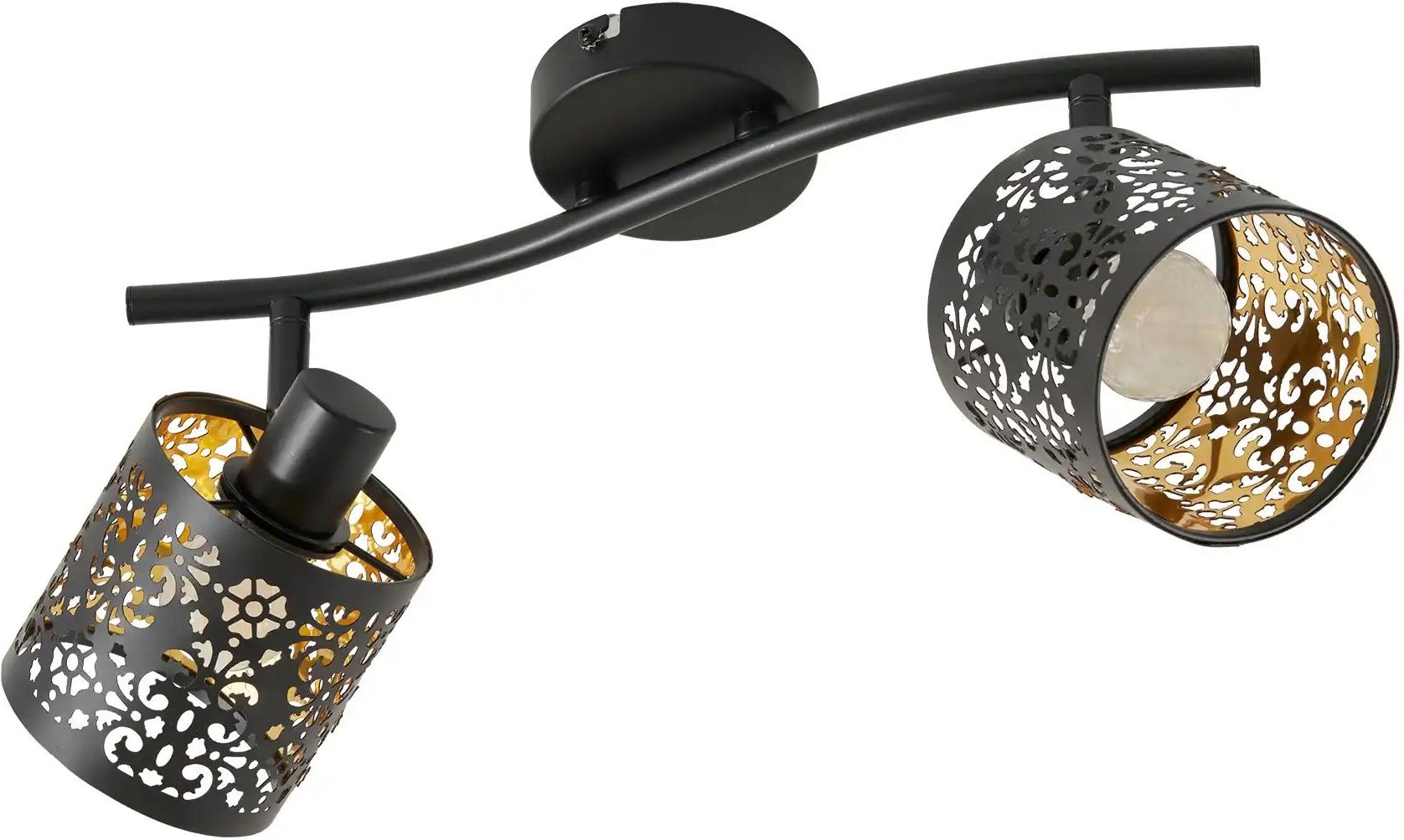 KHG Deckenstrahler 2-flammig schwarz/gold mit Stanzung ¦ schwarz ¦ Maße (cm): B: 30 H: 16 T: 10.0 Lampen & Leuchten ...