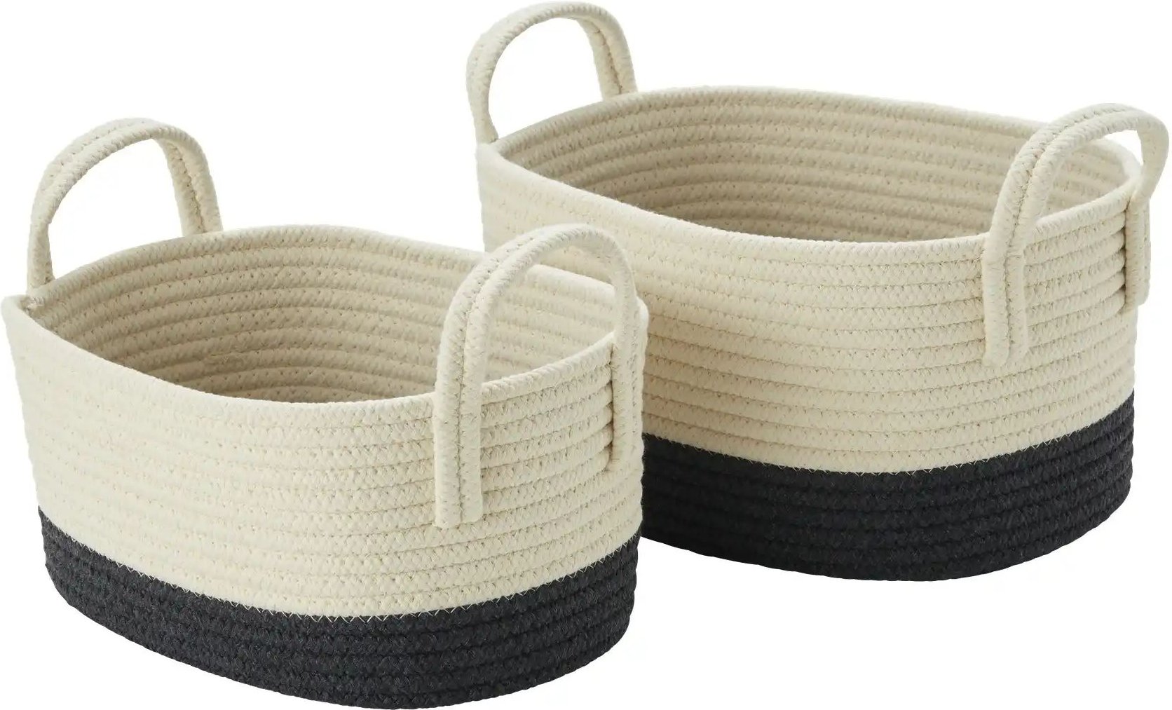 HOME STORY Aufbewahrungskorb 2er Set ¦ creme ¦ Polyester,Baumwolle ¦ Maße (cm): B: 34 H: 18 T: 24.0 Aufbewahrung > Kö...