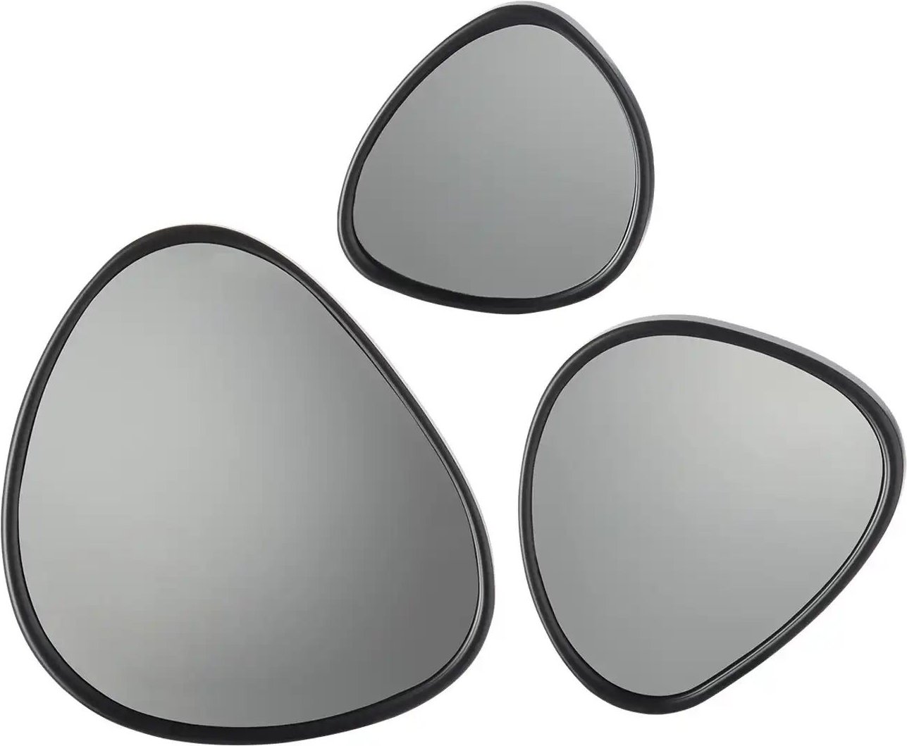 HOME STORY Wandspiegel Organic 3er Set ¦ schwarz ¦ Kunststoff,Glas ¦ Maße (cm): B: 29 H: 30,5 T: 2.0 Accessoires > Sp...