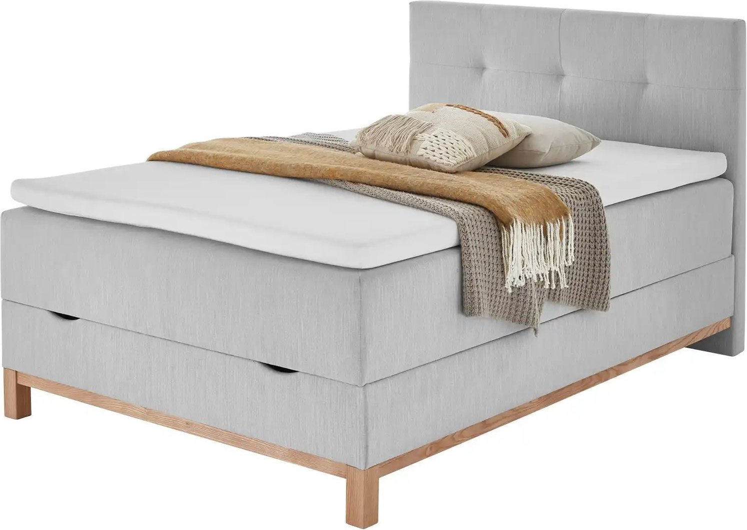 Thumbnail - maison bleue Boxspringbett mit Bettkasten Catania ¦ grau ¦ Maße (cm): B: 122 H: 116 Betten > Boxspringbetten - Höffner