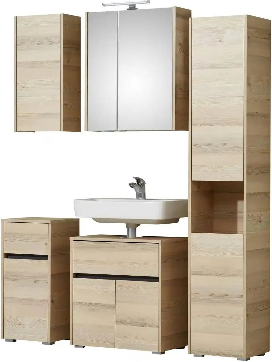 Badkombination Dillinger See ¦ holzfarben ¦ Maße (cm): B: 130 H: 200 Schränke > Badschränke > Komplett-Badkombinationen...