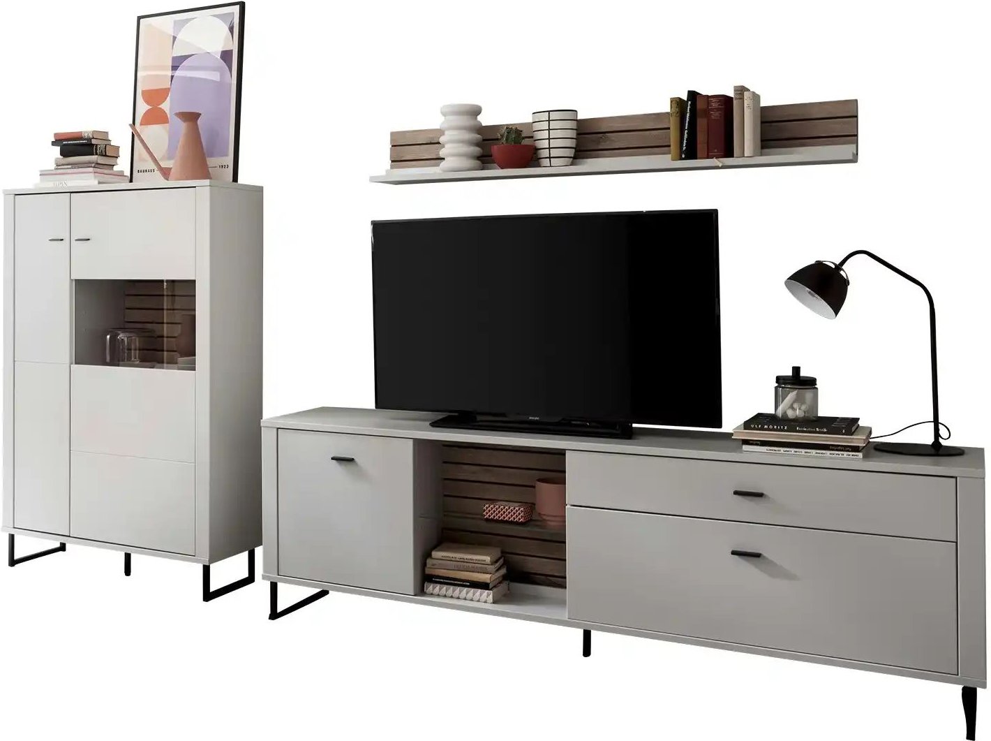 Thumbnail - uno Wohnkombination Leni ¦ grau ¦ Maße (cm): B: 310 H: 185 T: 44.0 Kommoden & Sideboards > Wohnwände - Höffner