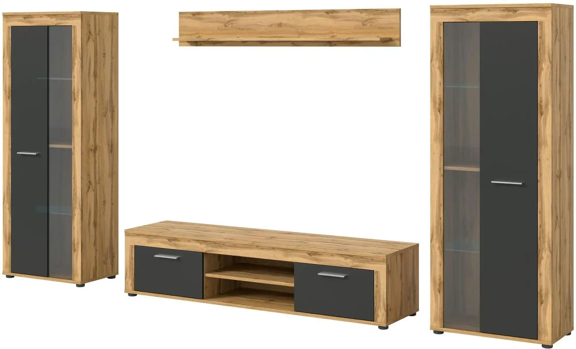 Wohnwand Bardenas ¦ holzfarben ¦ Maße (cm): B: 310 H: 159 T: 35.0 Kommoden & Sideboards > Wohnwände - Höffner