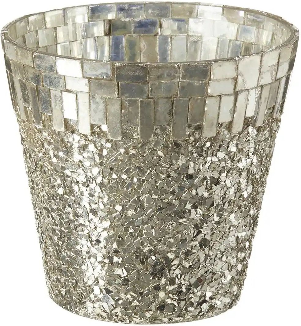 HOME STORY Teelichtglas   ¦ silber ¦ Glas ¦ Maße (cm): H: 9  Ø: 10.5 Weihnachten - Höffner