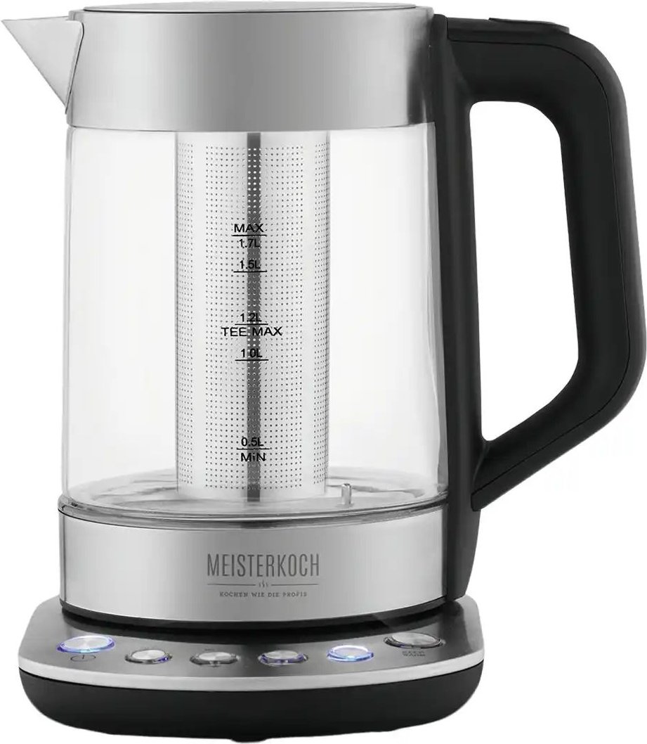 Meisterkoch Wasserkocher WK-1721 TKEG ¦ silber ¦ Kunststoff,Glas,Edelstahl ¦ Maße (cm): B: 21,9 H: 26 T: 24.2 Elektrokl...