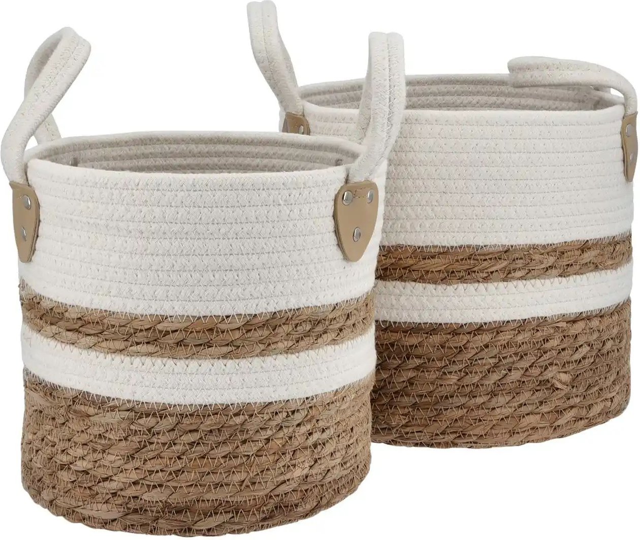 Aufbewahrungskorb 2er Set ¦ braun ¦ Baumwolle,Seegras ¦ Maße (cm): H: 24 Ø: 26 Aufbewahrung > Körbe - Höffner