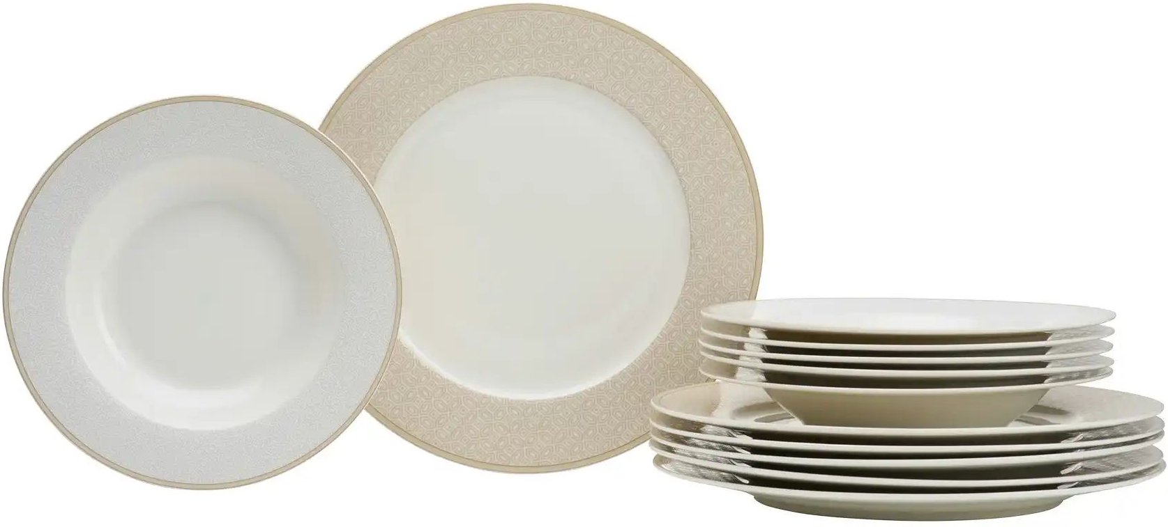 Thumbnail - Ritzenhoff & Breker Tafelservice 12-teilig GEO ¦ beige ¦ Porzellan Geschirr > Geschirrsets > Tafelservice - Höffner