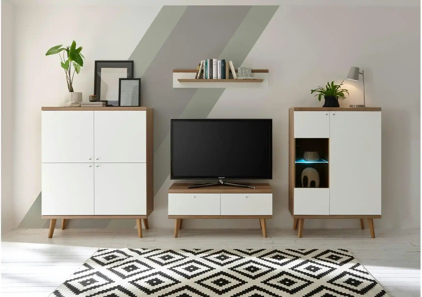 Wohnwand Lessay ¦ weiß ¦ Maße (cm): B: 324 H: 160 T: 40.0 Kommoden & Sideboards > Wohnwände - Höffner