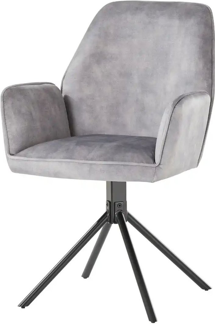 Stuhl Velours Flynn ¦ grau ¦ Maße (cm): B: 60 H: 86 T: 62.0 Stühle > Esszimmerstühle > Esszimmerstühle mit Armlehnen - H...