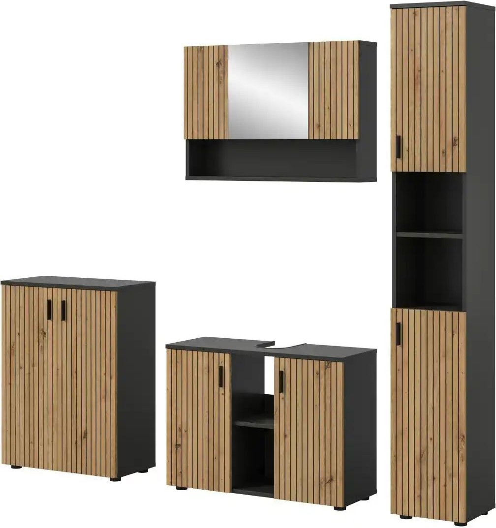 Badkombination Mönchsee ¦ grau ¦ Maße (cm): B: 200 H: 192 Schränke > Badschränke > Komplett-Badkombinationen - Höffner